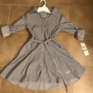 Guess pin stripe button down dress.